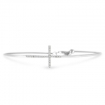 SuperJeweler H111307 Cubic Zirconia Sideways Cross Bangle Bracelet Crafted In Solid Sterling Silver