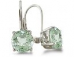 SuperJeweler H021101SS GRAM SS Huge 5Ct Round Green Amethyst Leverback Earrings In Sterling Silver, Featured On Cbs Good Morning