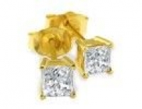 SuperJeweler H0402107 14Y - 18 Closeout 0.75 Ct Princess Diamond Stud Earrings In 14K Yellow Gold