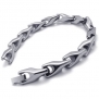 KONOV Jewelry Men's Tungsten Link Bracelet - Silver - 8.2 Inch (with Gift Bag)