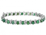 Emerald Bracelet with Diamond 13 Carat (ctw) in Sterling Silver