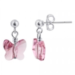 SCER171 Sterling Silver Rose Crystal Butterfly Earrings Made with Swarovski Elements