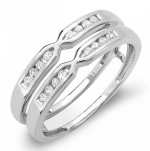 0.25 Carat (ctw) 14k White Gold Round Diamond Ladies Anniversary Wedding Band Enhancer Guard Double Ring 1/4 CT (Size 7)