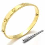 KONOV Jewelry Womens Screws Stainless Steel High Shine Bangle Cuff Bracelet - Color Gold