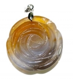 Rose Carved Agate Gemstone Pendant with Bale