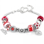 Mother's Day Red Pacific Beads Bracelet with Glass and Crystal Beads