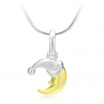 925 Sterling Silver 18K Gold Plated Tiny Moon Charm Pendant Necklace 18'' Fashion Jewelry for Women, Teens - Nickel Free