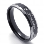Men - Size 8 - KONOV Jewelry Lover's Mens Womens Ladies Stainless Steel Promise Ring Couples Engagement Wedding Bands, Engraved Forever Love, Color Black Silver Two-Tone (with Gift Bag)