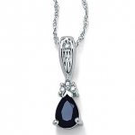 PalmBeach Jewelry Blue Sapphire 10k White Gold Pendant