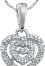 0.04 Carat (ctw) 10K White gold Diamond Heart Pendant