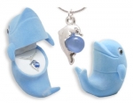 Dolphin Necklace with Blue Dolphin Velour Hinged Keepsake Gift Box