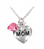 Mom Mother's Day Silver Toned Heart Shaped Pendant Necklace
