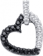 0.26 Carat (ctw) 10K White gold Diamond Heart Pendant