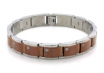 Two-Tone Stainless Steel Coffee Color Bracelet w/ Cubic Zirconia 9