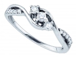 10K White Gold .22ct Round 3 Stone Diamond Wedding Engagement Ring
