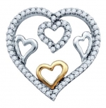 0.20 Carat (ctw) 10K White gold Diamond Heart Pendant