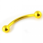 Anodized Eyebrow Ring Ball End - 18g x 11mm x 3mm - Yellow - Sold per Piece