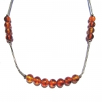 Certified Genuine Honey Amber and Sterling Liquid Silver Necklace, 17