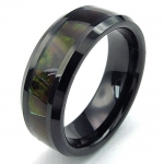 KONOV Jewelry Mens Tungsten Ring, Classic Hunting Camo Comfort Fit Band, Black, Size 7