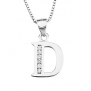 S925 Sterling Silver Cubic Zirconia 26 Letters Alphabet Personalized Charm Pendant Necklace (Alphabet D)