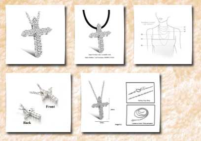 Flying Colors rhodium plated cross pendant necklace with crystal cubic zirconia pave cross pendant in clear color