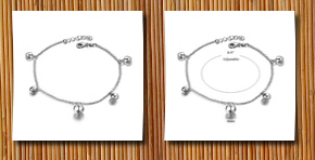 Flying Colors classic white gold plated jingle bell anklet ankle bracelet jingling ball bead charms 8 to 9 in. adjustable