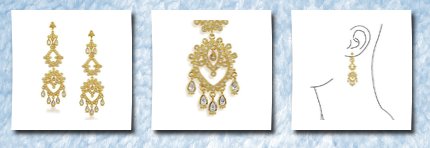 Bling Jewelry 18k gold plated cz grandeur love drop chandelier earrings