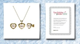 La Regis Pearl & Gemstones heart shape 14k yellow gold and 5-6mm perfect round light classic pink freshwater cultured pearl high luster pendant necklace 18 length with matching heart shape stud earring.