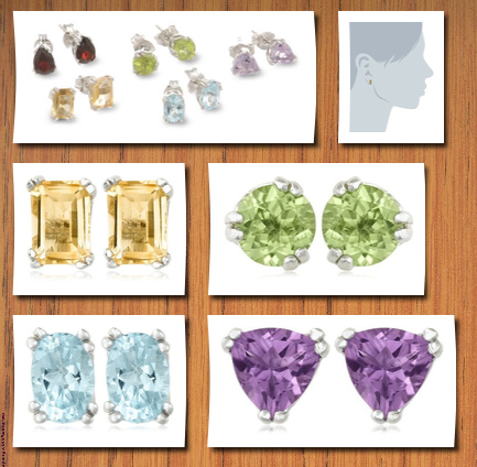 Amazon Curated Collection sterling silver peridot, garnet, amethyst, blue topaz and citrine individually boxed stud earring set