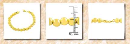 Kooljewelry 18 karat yellow gold over silver 8-mm polished bead ball bracelet (8 inch)