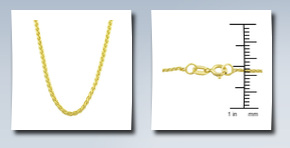 Kooljewelry 18 karat yellow gold round wheat chain (18 inch)