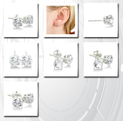 SuperJeweler 2ct round diamond stud earrings in 18k white gold