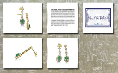 SuperJeweler dangle style emerald and diamond earrings in 10k yellow gold