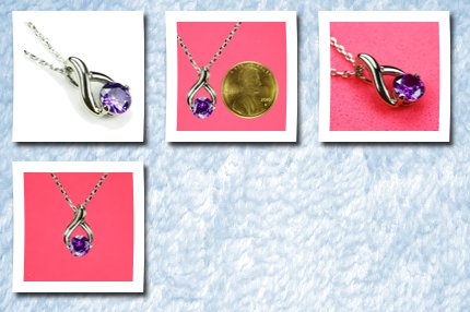Pink Mississippi cz-twist necklace, amethyst-colored cz, 18