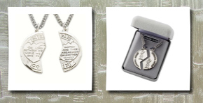 TrueFaithJewelry sterling silver 7/8 2piece mizpah medal necklace on 18 and 24 chain