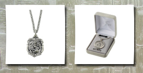 TrueFaithJewelry 5/8 sterling silver police and st. michael shield medal necklace on 18 chain