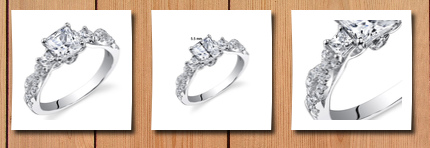 Peora 1.07 carats sterling silver princess cut cubic zirconia engagement ring size 7, available in sizes 5 to 9